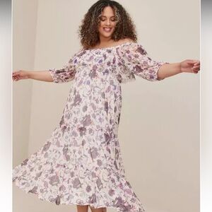 NWT Torrid Off Shoulder Puff Sleeve Tiered Maxi Dress Size 0